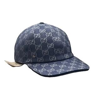 NWT Gucci GG Monogram Baseball Hat, Denim Blue Canvas, Size M 58
748745.601491